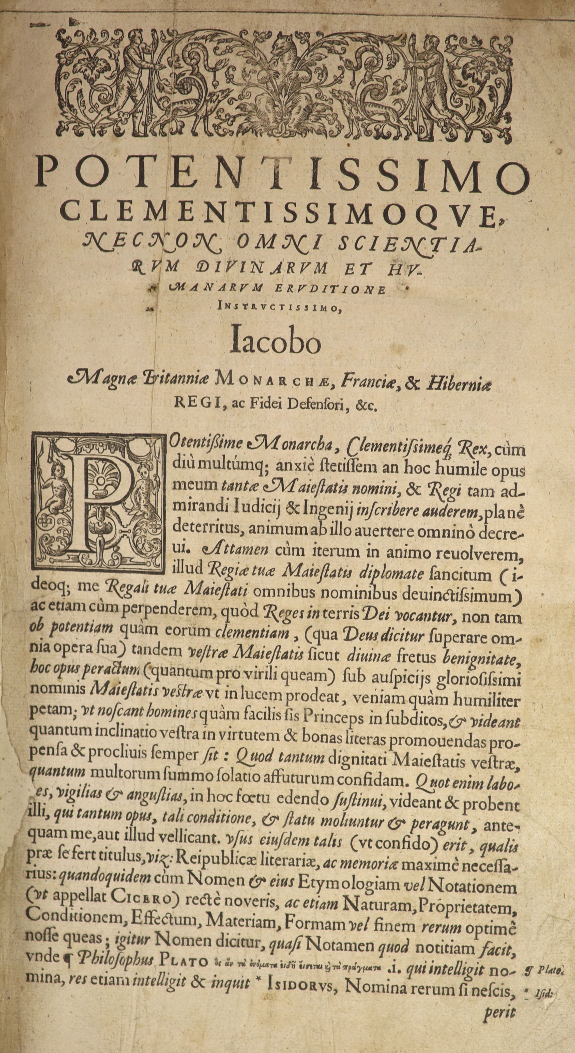 [Minsheu, John Hegemon eis tas Glossas ... the Guide into Tongues ...] i.e. lacks title. engraved head and tailpiece decorations, decorated initial letters, Vocabularium decorated